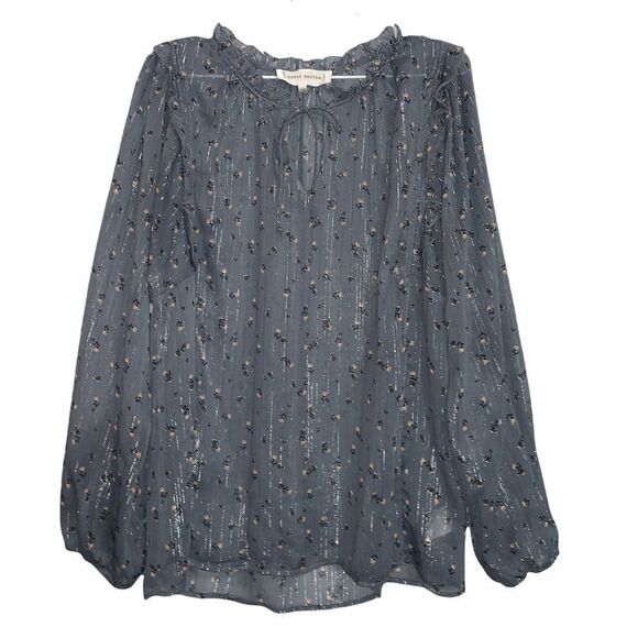 anthro Guest Editor Sheer Metallic Long Sleeve - Picture 4 of 12